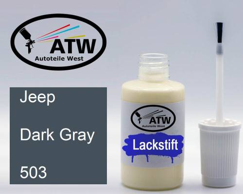 Jeep, Dark Gray, 503: 20ml Lackstift, von ATW Autoteile West.